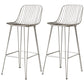 Industrial Iron Simple Barstool 26" H Indoor Tall Stool with Rectangle Seat Metal Light Gray 2 Piece Set Clearhalo 'Bar Furniture' 'Bar Stools' 'bar_stools' 'furn' 'furn_bar_stools' 'furniture_bar_stools' 'Kitchen & Dining Furniture' 'kitchen&dining_furn' 'kitchen' 'kitchen_furn' Furniture' 4186710