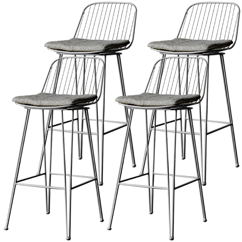 Industrial Iron Simple Barstool 26" H Indoor Tall Stool with Rectangle Seat Fabric Upholstered Grey 4 Piece Set Clearhalo 'Bar Furniture' 'Bar Stools' 'bar_stools' 'furn' 'furn_bar_stools' 'furniture_bar_stools' 'Kitchen & Dining Furniture' 'kitchen&dining_furn' 'kitchen' 'kitchen_furn' Furniture' 4186711