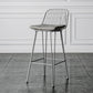 Industrial Iron Simple Barstool 26" H Indoor Tall Stool with Rectangle Seat Fabric Upholstered Grey 1 Piece Clearhalo 'Bar Furniture' 'Bar Stools' 'bar_stools' 'furn' 'furn_bar_stools' 'furniture_bar_stools' 'Kitchen & Dining Furniture' 'kitchen&dining_furn' 'kitchen' 'kitchen_furn' Furniture' 4186712