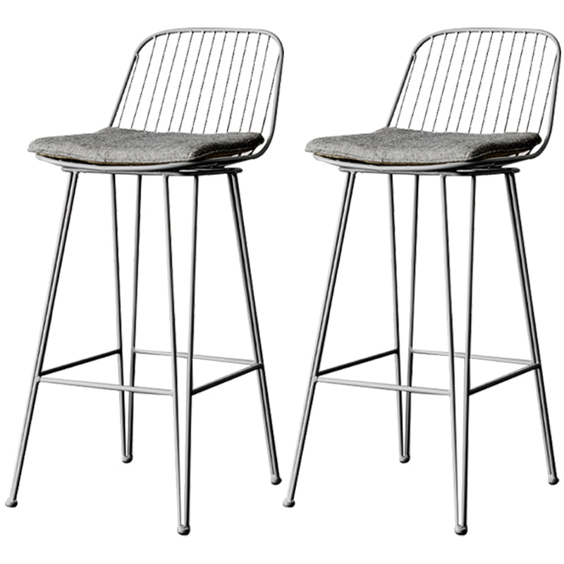 Industrial Iron Simple Barstool 26" H Indoor Tall Stool with Rectangle Seat Fabric Upholstered Grey 2 Piece Set Clearhalo 'Bar Furniture' 'Bar Stools' 'bar_stools' 'furn' 'furn_bar_stools' 'furniture_bar_stools' 'Kitchen & Dining Furniture' 'kitchen&dining_furn' 'kitchen' 'kitchen_furn' Furniture' 4186713