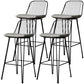 Industrial Iron Simple Barstool 26" H Indoor Tall Stool with Rectangle Seat Fabric Upholstered Black 4 Piece Set Clearhalo 'Bar Furniture' 'Bar Stools' 'bar_stools' 'furn' 'furn_bar_stools' 'furniture_bar_stools' 'Kitchen & Dining Furniture' 'kitchen&dining_furn' 'kitchen' 'kitchen_furn' Furniture' 4186714