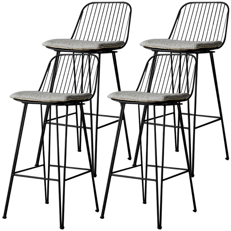 Industrial Iron Simple Barstool 26" H Indoor Tall Stool with Rectangle Seat Fabric Upholstered Black 4 Piece Set Clearhalo 'Bar Furniture' 'Bar Stools' 'bar_stools' 'furn' 'furn_bar_stools' 'furniture_bar_stools' 'Kitchen & Dining Furniture' 'kitchen&dining_furn' 'kitchen' 'kitchen_furn' Furniture' 4186714