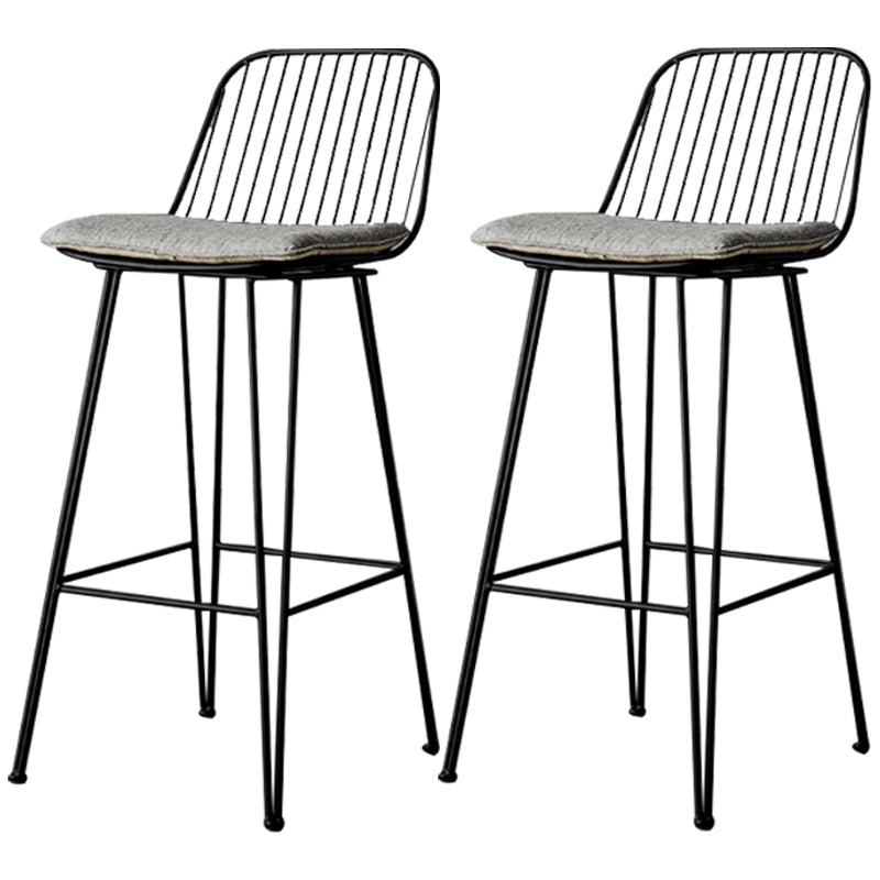 Industrial Iron Simple Barstool 26" H Indoor Tall Stool with Rectangle Seat Fabric Upholstered Black 2 Piece Set Clearhalo 'Bar Furniture' 'Bar Stools' 'bar_stools' 'furn' 'furn_bar_stools' 'furniture_bar_stools' 'Kitchen & Dining Furniture' 'kitchen&dining_furn' 'kitchen' 'kitchen_furn' Furniture' 4186716