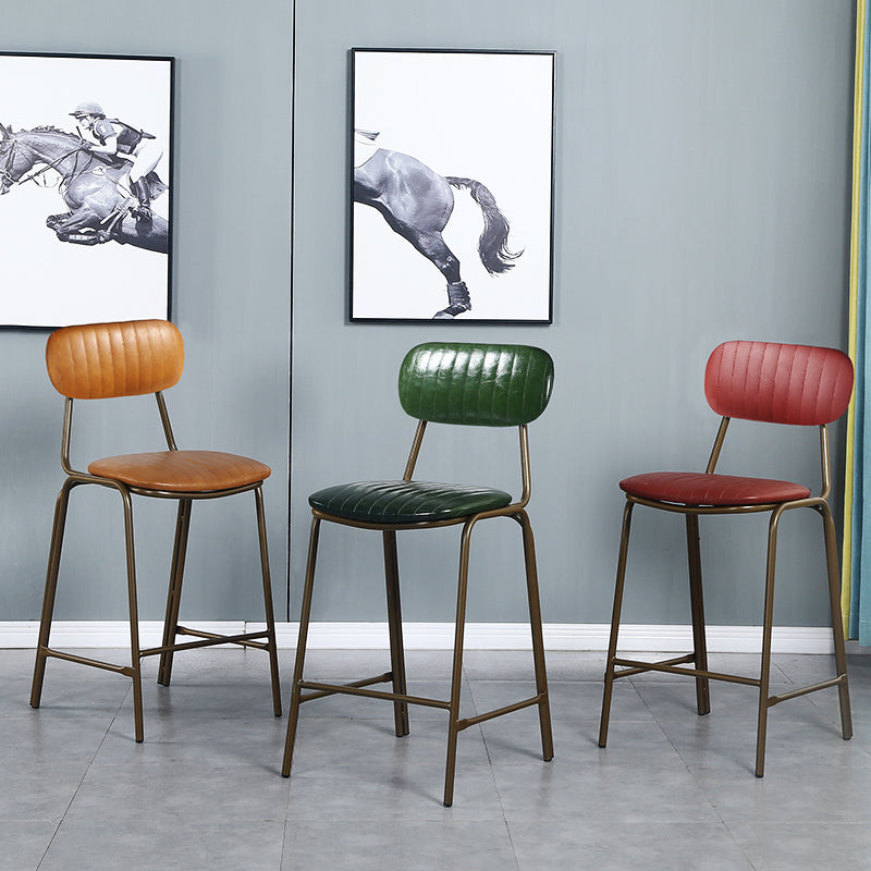 Quilted Rectangle Distressed Leather Barstool Industrial Indoor Tall Stool Clearhalo 'Bar Furniture' 'Bar Stools' 'bar_stools' 'furn' 'furn_bar_stools' 'furniture_bar_stools' 'Kitchen & Dining Furniture' 'kitchen&dining_furn' 'kitchen' 'kitchen_furn' Furniture' 4186721