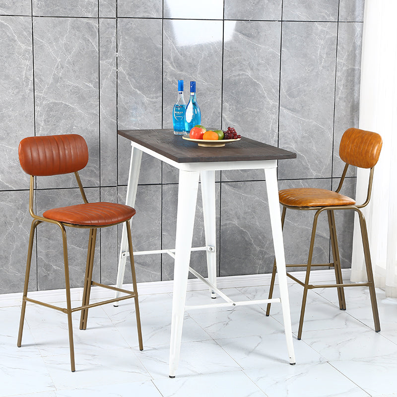 Quilted Rectangle Distressed Leather Barstool Industrial Indoor Tall Stool Clearhalo 'Bar Furniture' 'Bar Stools' 'bar_stools' 'furn' 'furn_bar_stools' 'furniture_bar_stools' 'Kitchen & Dining Furniture' 'kitchen&dining_furn' 'kitchen' 'kitchen_furn' Furniture' 4186725