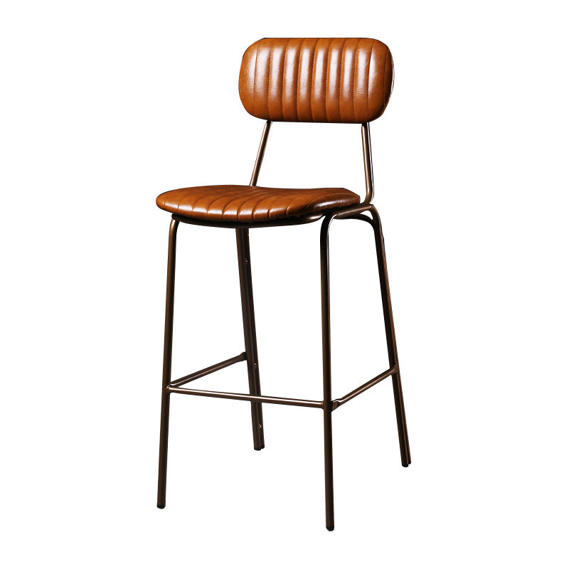 Quilted Rectangle Distressed Leather Barstool Industrial Indoor Tall Stool Clearhalo 'Bar Furniture' 'Bar Stools' 'bar_stools' 'furn' 'furn_bar_stools' 'furniture_bar_stools' 'Kitchen & Dining Furniture' 'kitchen&dining_furn' 'kitchen' 'kitchen_furn' Furniture' 4186727