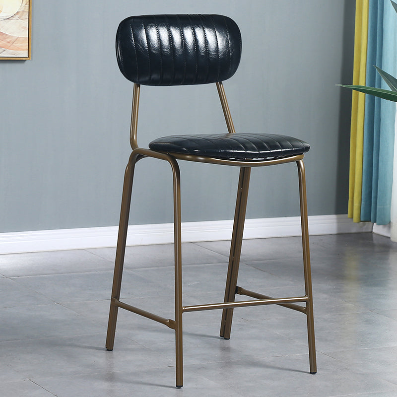 Quilted Rectangle Distressed Leather Barstool Industrial Indoor Tall Stool Black 1 Piece Clearhalo 'Bar Furniture' 'Bar Stools' 'bar_stools' 'furn' 'furn_bar_stools' 'furniture_bar_stools' 'Kitchen & Dining Furniture' 'kitchen&dining_furn' 'kitchen' 'kitchen_furn' Furniture' 4186728