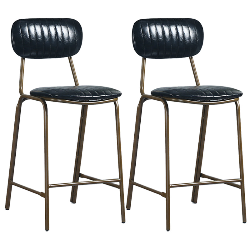 Quilted Rectangle Distressed Leather Barstool Industrial Indoor Tall Stool Black 2 Piece Set Clearhalo 'Bar Furniture' 'Bar Stools' 'bar_stools' 'furn' 'furn_bar_stools' 'furniture_bar_stools' 'Kitchen & Dining Furniture' 'kitchen&dining_furn' 'kitchen' 'kitchen_furn' Furniture' 4186729