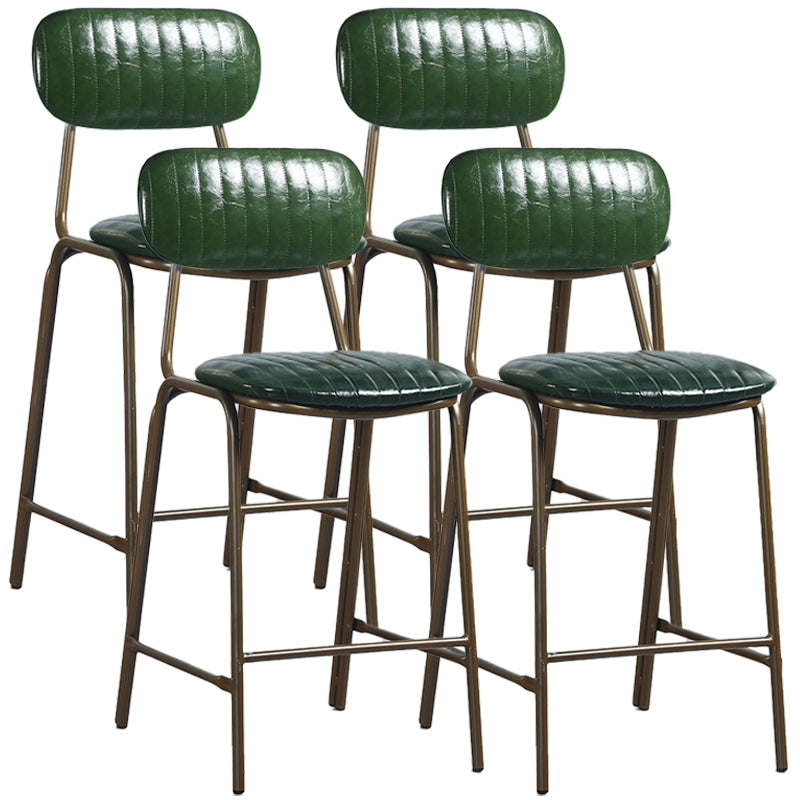 Quilted Rectangle Distressed Leather Barstool Industrial Indoor Tall Stool Green 4 Piece Set Clearhalo 'Bar Furniture' 'Bar Stools' 'bar_stools' 'furn' 'furn_bar_stools' 'furniture_bar_stools' 'Kitchen & Dining Furniture' 'kitchen&dining_furn' 'kitchen' 'kitchen_furn' Furniture' 4186732