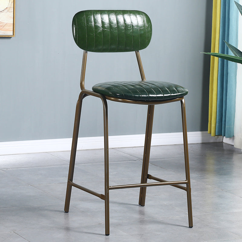 Quilted Rectangle Distressed Leather Barstool Industrial Indoor Tall Stool Green 1 Piece Clearhalo 'Bar Furniture' 'Bar Stools' 'bar_stools' 'furn' 'furn_bar_stools' 'furniture_bar_stools' 'Kitchen & Dining Furniture' 'kitchen&dining_furn' 'kitchen' 'kitchen_furn' Furniture' 4186734
