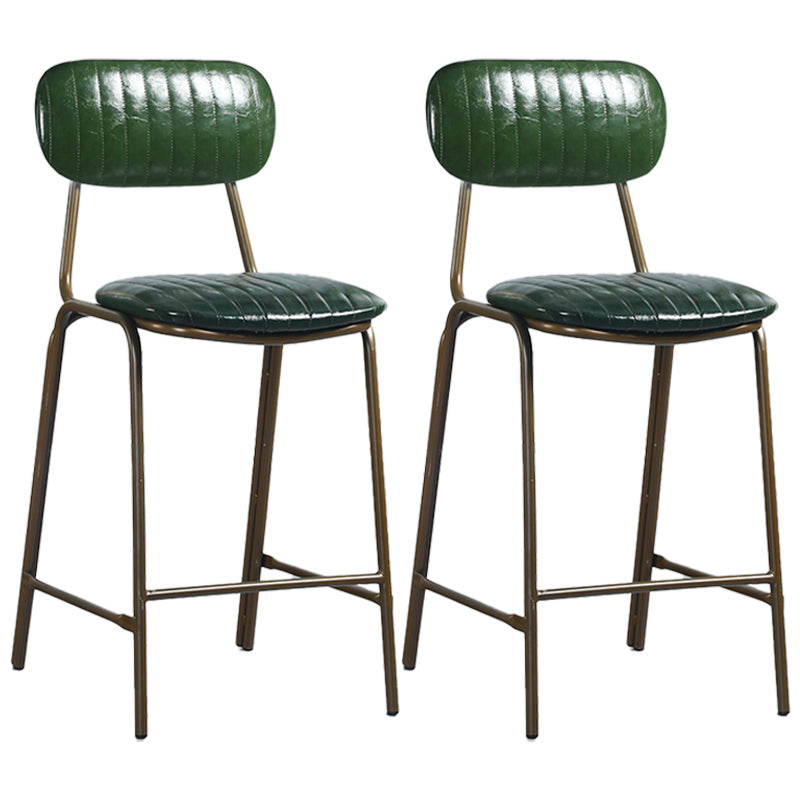 Quilted Rectangle Distressed Leather Barstool Industrial Indoor Tall Stool Green 2 Piece Set Clearhalo 'Bar Furniture' 'Bar Stools' 'bar_stools' 'furn' 'furn_bar_stools' 'furniture_bar_stools' 'Kitchen & Dining Furniture' 'kitchen&dining_furn' 'kitchen' 'kitchen_furn' Furniture' 4186736