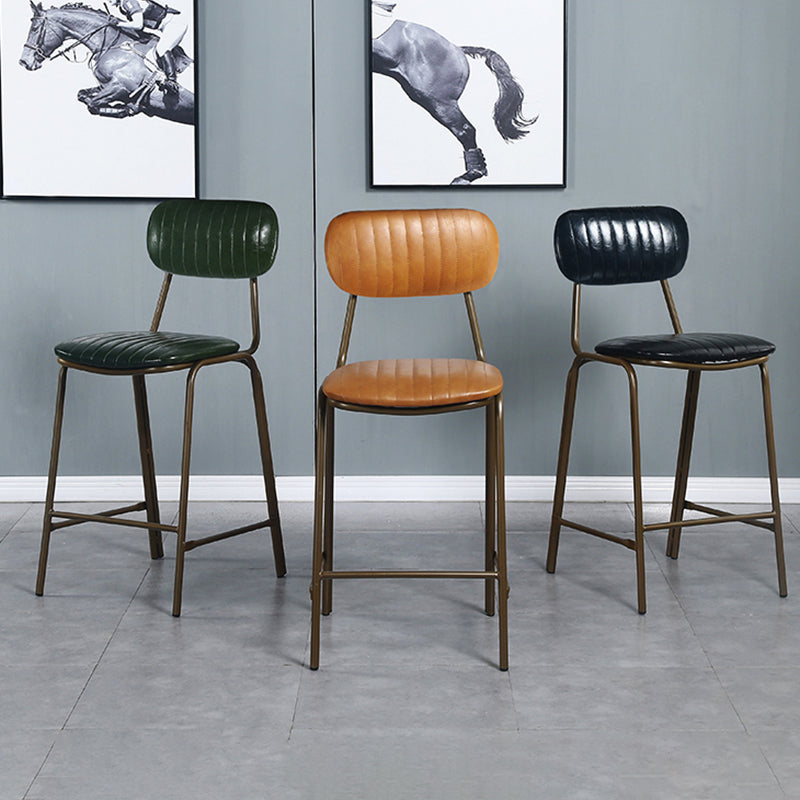 Quilted Rectangle Distressed Leather Barstool Industrial Indoor Tall Stool Clearhalo 'Bar Furniture' 'Bar Stools' 'bar_stools' 'furn' 'furn_bar_stools' 'furniture_bar_stools' 'Kitchen & Dining Furniture' 'kitchen&dining_furn' 'kitchen' 'kitchen_furn' Furniture' 4186737