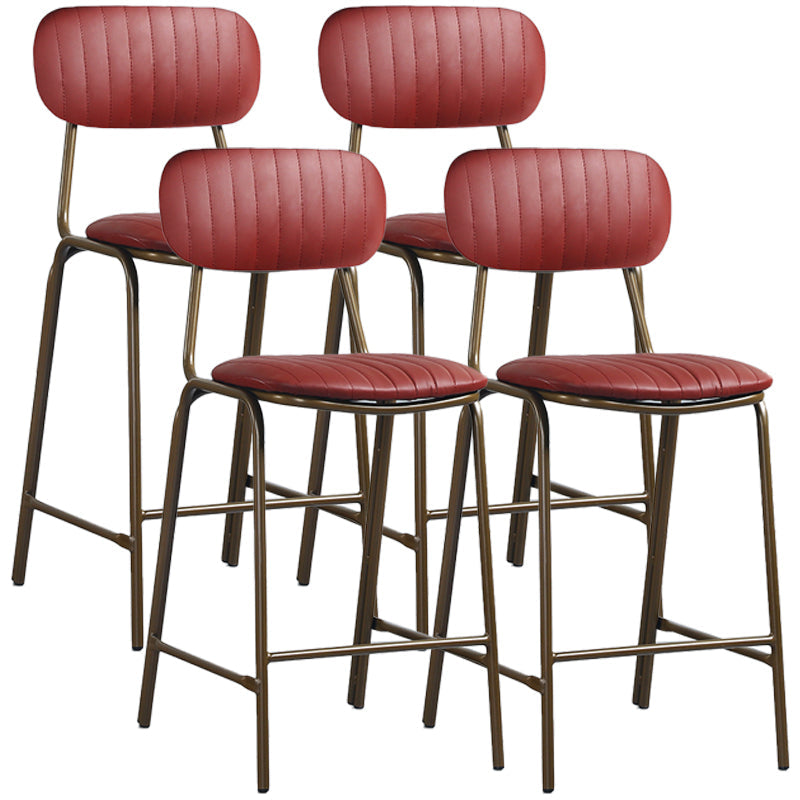 Quilted Rectangle Distressed Leather Barstool Industrial Indoor Tall Stool Red 4 Piece Set Clearhalo 'Bar Furniture' 'Bar Stools' 'bar_stools' 'furn' 'furn_bar_stools' 'furniture_bar_stools' 'Kitchen & Dining Furniture' 'kitchen&dining_furn' 'kitchen' 'kitchen_furn' Furniture' 4186738