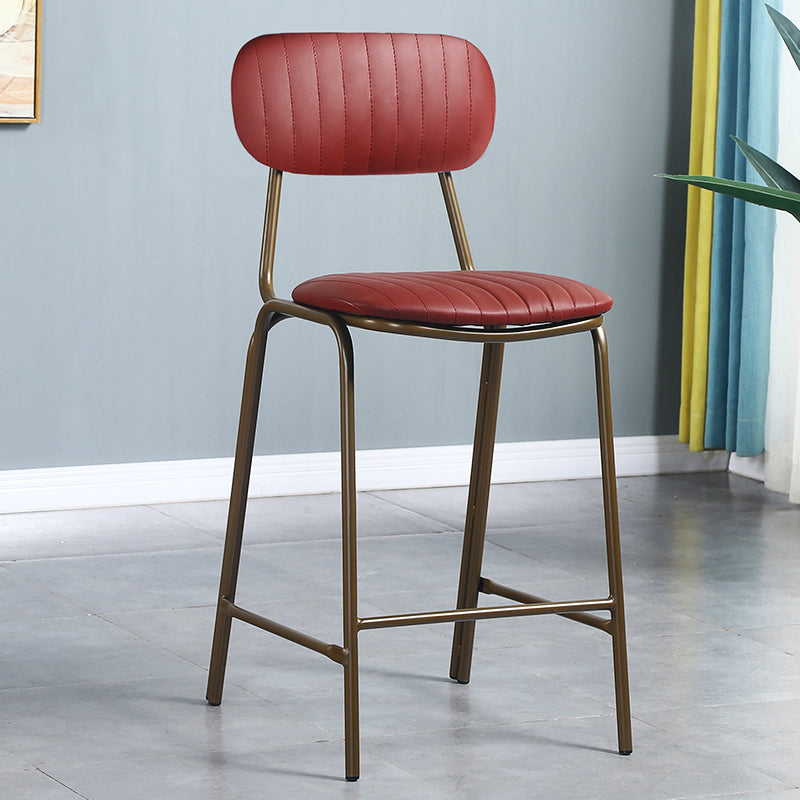 Quilted Rectangle Distressed Leather Barstool Industrial Indoor Tall Stool Red 1 Piece Clearhalo 'Bar Furniture' 'Bar Stools' 'bar_stools' 'furn' 'furn_bar_stools' 'furniture_bar_stools' 'Kitchen & Dining Furniture' 'kitchen&dining_furn' 'kitchen' 'kitchen_furn' Furniture' 4186739