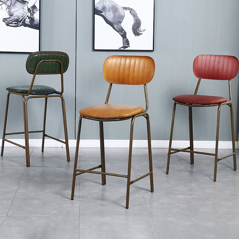 Quilted Rectangle Distressed Leather Barstool Industrial Indoor Tall Stool Clearhalo 'Bar Furniture' 'Bar Stools' 'bar_stools' 'furn' 'furn_bar_stools' 'furniture_bar_stools' 'Kitchen & Dining Furniture' 'kitchen&dining_furn' 'kitchen' 'kitchen_furn' Furniture' 4186740