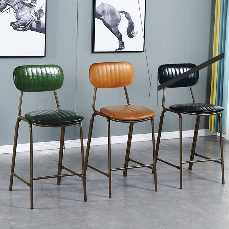 Quilted Rectangle Distressed Leather Barstool Industrial Indoor Tall Stool Clearhalo 'Bar Furniture' 'Bar Stools' 'bar_stools' 'furn' 'furn_bar_stools' 'furniture_bar_stools' 'Kitchen & Dining Furniture' 'kitchen&dining_furn' 'kitchen' 'kitchen_furn' Furniture' 4186742
