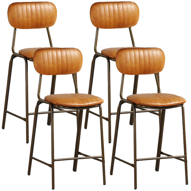 Quilted Rectangle Distressed Leather Barstool Industrial Indoor Tall Stool Brown 4 Piece Set Clearhalo 'Bar Furniture' 'Bar Stools' 'bar_stools' 'furn' 'furn_bar_stools' 'furniture_bar_stools' 'Kitchen & Dining Furniture' 'kitchen&dining_furn' 'kitchen' 'kitchen_furn' Furniture' 4186743