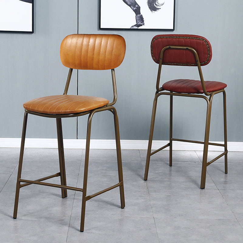 Quilted Rectangle Distressed Leather Barstool Industrial Indoor Tall Stool Clearhalo 'Bar Furniture' 'Bar Stools' 'bar_stools' 'furn' 'furn_bar_stools' 'furniture_bar_stools' 'Kitchen & Dining Furniture' 'kitchen&dining_furn' 'kitchen' 'kitchen_furn' Furniture' 4186744