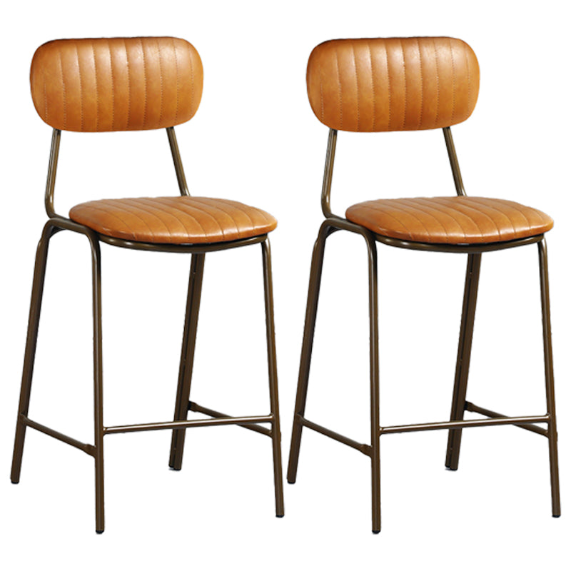 Quilted Rectangle Distressed Leather Barstool Industrial Indoor Tall Stool Brown 2 Piece Set Clearhalo 'Bar Furniture' 'Bar Stools' 'bar_stools' 'furn' 'furn_bar_stools' 'furniture_bar_stools' 'Kitchen & Dining Furniture' 'kitchen&dining_furn' 'kitchen' 'kitchen_furn' Furniture' 4186747