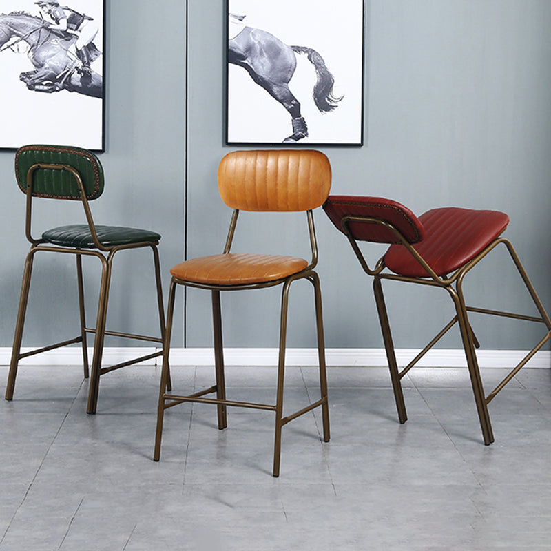 Quilted Rectangle Distressed Leather Barstool Industrial Indoor Tall Stool Clearhalo 'Bar Furniture' 'Bar Stools' 'bar_stools' 'furn' 'furn_bar_stools' 'furniture_bar_stools' 'Kitchen & Dining Furniture' 'kitchen&dining_furn' 'kitchen' 'kitchen_furn' Furniture' 4186748