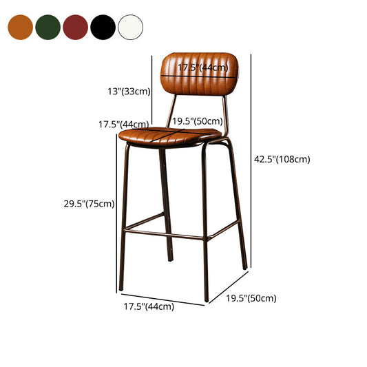 Quilted Rectangle Distressed Leather Barstool Industrial Indoor Tall Stool Clearhalo 'Bar Furniture' 'Bar Stools' 'bar_stools' 'furn' 'furn_bar_stools' 'furniture_bar_stools' 'Kitchen & Dining Furniture' 'kitchen&dining_furn' 'kitchen' 'kitchen_furn' Furniture' 4186750