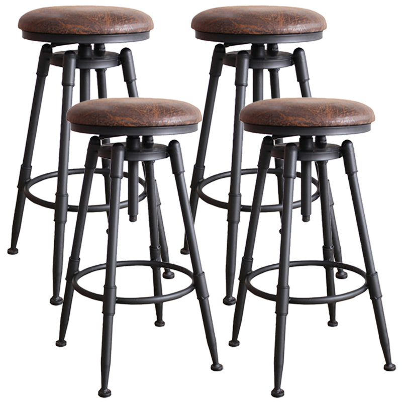 Industrial Style Round Seat Adjustable Height Counter Stool for Kitchen Bar Backless 4 Piece Set Clearhalo 'Bar Furniture' 'Bar Stools' 'bar_stools' 'furn' 'furn_bar_stools' 'furniture_bar_stools' 'Kitchen & Dining Furniture' 'kitchen&dining_furn' 'kitchen' 'kitchen_furn' Furniture' 4186767