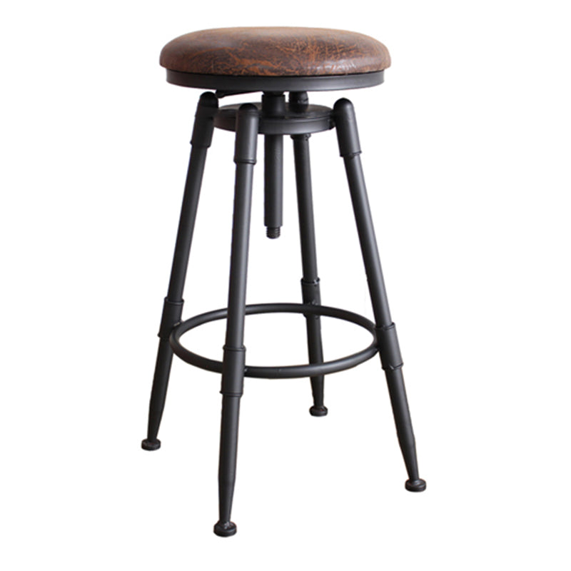 Industrial Style Round Seat Adjustable Height Counter Stool for Kitchen Bar Backless 1 Piece Clearhalo 'Bar Furniture' 'Bar Stools' 'bar_stools' 'furn' 'furn_bar_stools' 'furniture_bar_stools' 'Kitchen & Dining Furniture' 'kitchen&dining_furn' 'kitchen' 'kitchen_furn' Furniture' 4186768
