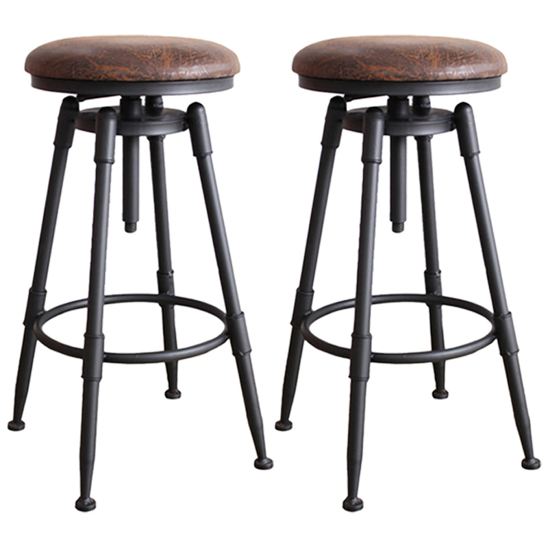 Industrial Style Round Seat Adjustable Height Counter Stool for Kitchen Bar Backless 2 Piece Set Clearhalo 'Bar Furniture' 'Bar Stools' 'bar_stools' 'furn' 'furn_bar_stools' 'furniture_bar_stools' 'Kitchen & Dining Furniture' 'kitchen&dining_furn' 'kitchen' 'kitchen_furn' Furniture' 4186770