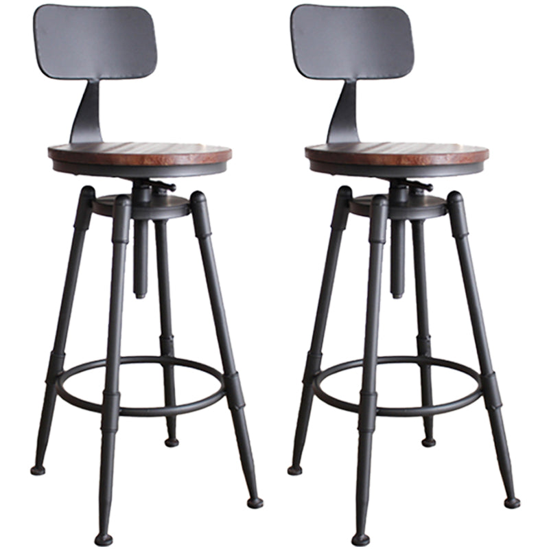Industrial Style Round Seat Adjustable Height Counter Stool for Kitchen Bar With Back 2 Piece Set Clearhalo 'Bar Furniture' 'Bar Stools' 'bar_stools' 'furn' 'furn_bar_stools' 'furniture_bar_stools' 'Kitchen & Dining Furniture' 'kitchen&dining_furn' 'kitchen' 'kitchen_furn' Furniture' 4186776