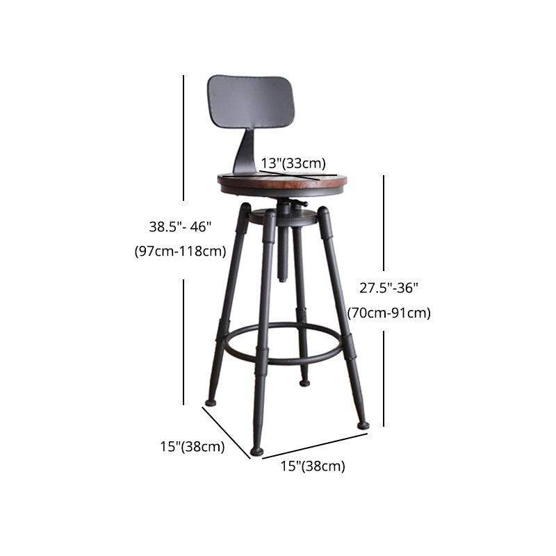 Industrial Style Round Seat Adjustable Height Counter Stool for Kitchen Bar Clearhalo 'Bar Furniture' 'Bar Stools' 'bar_stools' 'furn' 'furn_bar_stools' 'furniture_bar_stools' 'Kitchen & Dining Furniture' 'kitchen&dining_furn' 'kitchen' 'kitchen_furn' Furniture' 4186782
