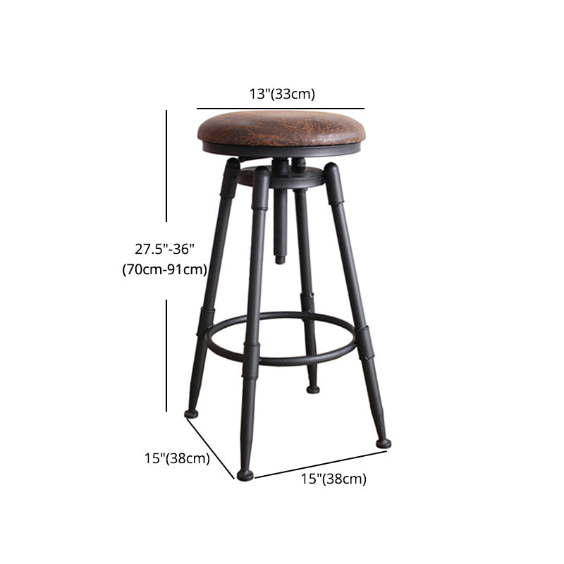 Industrial Style Round Seat Adjustable Height Counter Stool for Kitchen Bar Clearhalo 'Bar Furniture' 'Bar Stools' 'bar_stools' 'furn' 'furn_bar_stools' 'furniture_bar_stools' 'Kitchen & Dining Furniture' 'kitchen&dining_furn' 'kitchen' 'kitchen_furn' Furniture' 4186783