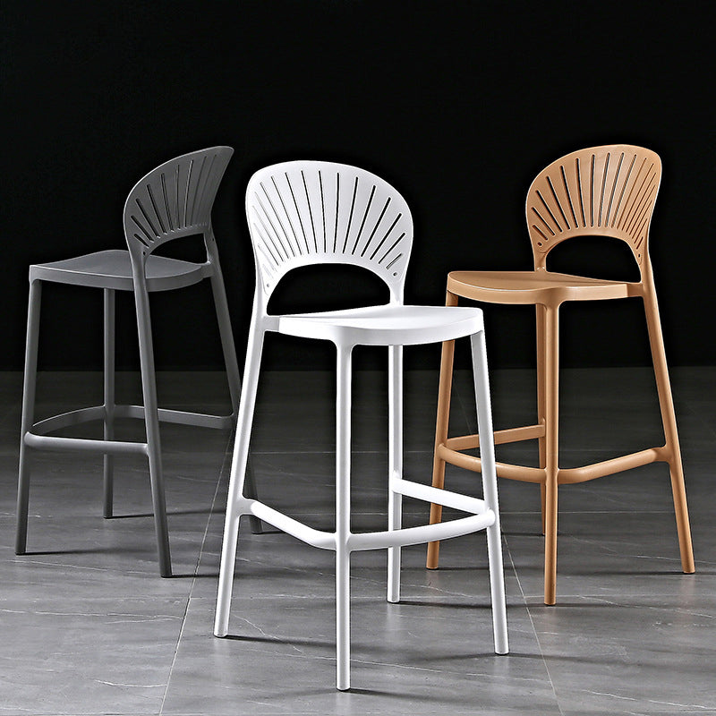 Nordic Style Plastic Barstool 4 Legs Backrest Colorful Bar Stool Clearhalo 'Bar Furniture' 'Bar Stools' 'bar_stools' 'furn' 'furn_bar_stools' 'furniture_bar_stools' 'Kitchen & Dining Furniture' 'kitchen&dining_furn' 'kitchen' 'kitchen_furn' Furniture' 4186787