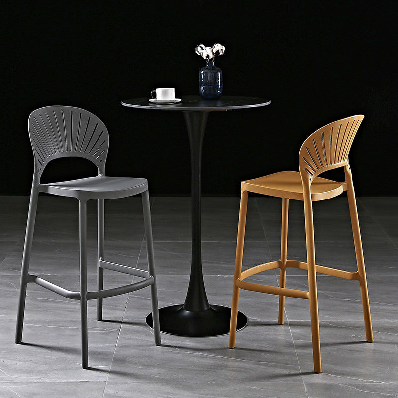 Nordic Style Plastic Barstool 4 Legs Backrest Colorful Bar Stool Clearhalo 'Bar Furniture' 'Bar Stools' 'bar_stools' 'furn' 'furn_bar_stools' 'furniture_bar_stools' 'Kitchen & Dining Furniture' 'kitchen&dining_furn' 'kitchen' 'kitchen_furn' Furniture' 4186789