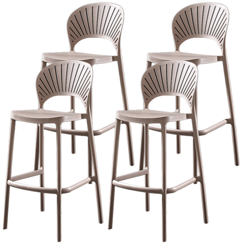 Nordic Style Plastic Barstool 4 Legs Backrest Colorful Bar Stool Khaki 4 Piece Set Clearhalo 'Bar Furniture' 'Bar Stools' 'bar_stools' 'furn' 'furn_bar_stools' 'furniture_bar_stools' 'Kitchen & Dining Furniture' 'kitchen&dining_furn' 'kitchen' 'kitchen_furn' Furniture' 4186790