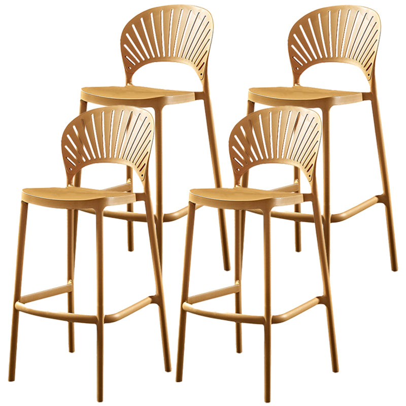 Nordic Style Plastic Barstool 4 Legs Backrest Colorful Bar Stool Yellow 4 Piece Set Clearhalo 'Bar Furniture' 'Bar Stools' 'bar_stools' 'furn' 'furn_bar_stools' 'furniture_bar_stools' 'Kitchen & Dining Furniture' 'kitchen&dining_furn' 'kitchen' 'kitchen_furn' Furniture' 4186792