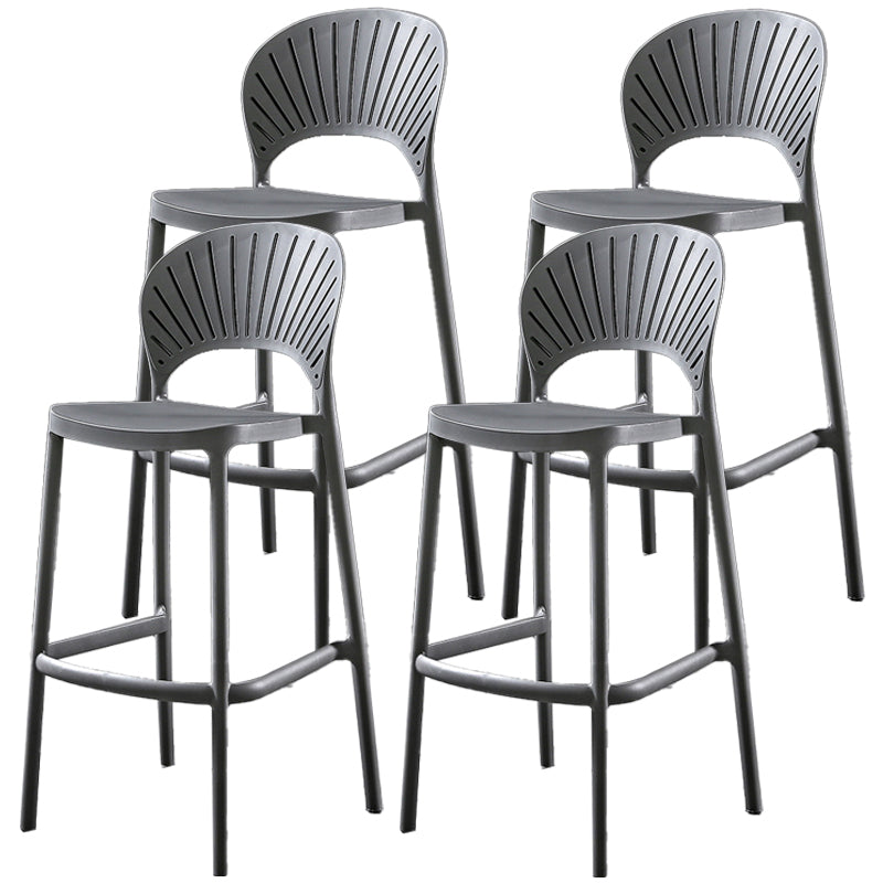 Nordic Style Plastic Barstool 4 Legs Backrest Colorful Bar Stool Grey 4 Piece Set Clearhalo 'Bar Furniture' 'Bar Stools' 'bar_stools' 'furn' 'furn_bar_stools' 'furniture_bar_stools' 'Kitchen & Dining Furniture' 'kitchen&dining_furn' 'kitchen' 'kitchen_furn' Furniture' 4186795