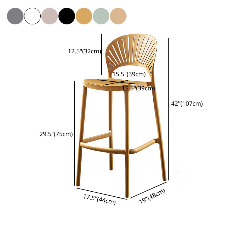 Nordic Style Plastic Barstool 4 Legs Backrest Colorful Bar Stool Clearhalo 'Bar Furniture' 'Bar Stools' 'bar_stools' 'furn' 'furn_bar_stools' 'furniture_bar_stools' 'Kitchen & Dining Furniture' 'kitchen&dining_furn' 'kitchen' 'kitchen_furn' Furniture' 4186796