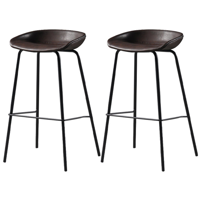 Nordic Style Leather Upholstered Barstool Metal Frame Bar Stool Khaki 2 Piece Set Clearhalo 'Bar Furniture' 'Bar Stools' 'bar_stools' 'furn' 'furn_bar_stools' 'furniture_bar_stools' 'Kitchen & Dining Furniture' 'kitchen&dining_furn' 'kitchen' 'kitchen_furn' Furniture' 4186798