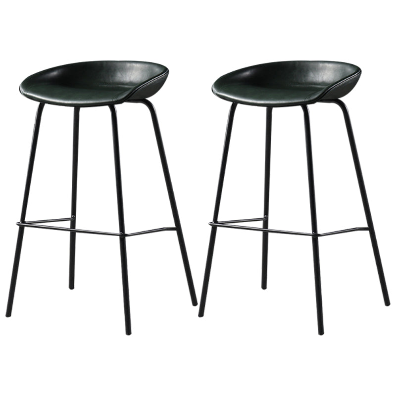 Nordic Style Leather Upholstered Barstool Metal Frame Bar Stool Green 2 Piece Set Clearhalo 'Bar Furniture' 'Bar Stools' 'bar_stools' 'furn' 'furn_bar_stools' 'furniture_bar_stools' 'Kitchen & Dining Furniture' 'kitchen&dining_furn' 'kitchen' 'kitchen_furn' Furniture' 4186801