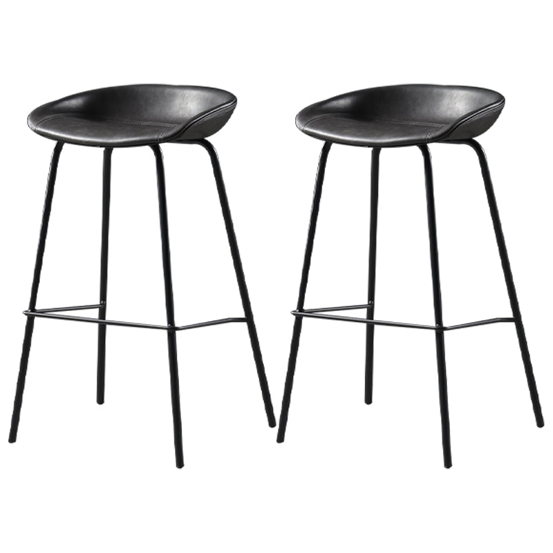 Nordic Style Leather Upholstered Barstool Metal Frame Bar Stool Black 2 Piece Set Clearhalo 'Bar Furniture' 'Bar Stools' 'bar_stools' 'furn' 'furn_bar_stools' 'furniture_bar_stools' 'Kitchen & Dining Furniture' 'kitchen&dining_furn' 'kitchen' 'kitchen_furn' Furniture' 4186803
