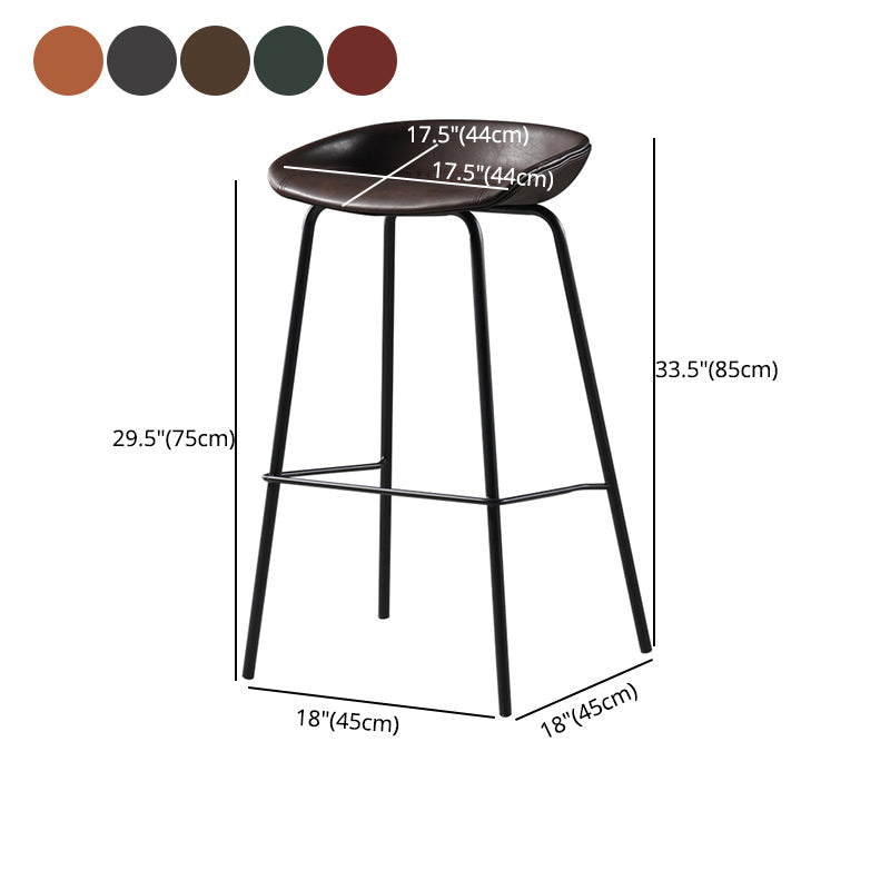 Nordic Style Leather Upholstered Barstool Metal Frame Bar Stool Clearhalo 'Bar Furniture' 'Bar Stools' 'bar_stools' 'furn' 'furn_bar_stools' 'furniture_bar_stools' 'Kitchen & Dining Furniture' 'kitchen&dining_furn' 'kitchen' 'kitchen_furn' Furniture' 4186808
