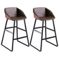 Nordic Style Leather Upholstered Barstool Sled Base Bar Stool Khaki 2 Piece Set Clearhalo 'Bar Furniture' 'Bar Stools' 'bar_stools' 'furn' 'furn_bar_stools' 'furniture_bar_stools' 'Kitchen & Dining Furniture' 'kitchen&dining_furn' 'kitchen' 'kitchen_furn' Furniture' 4186811