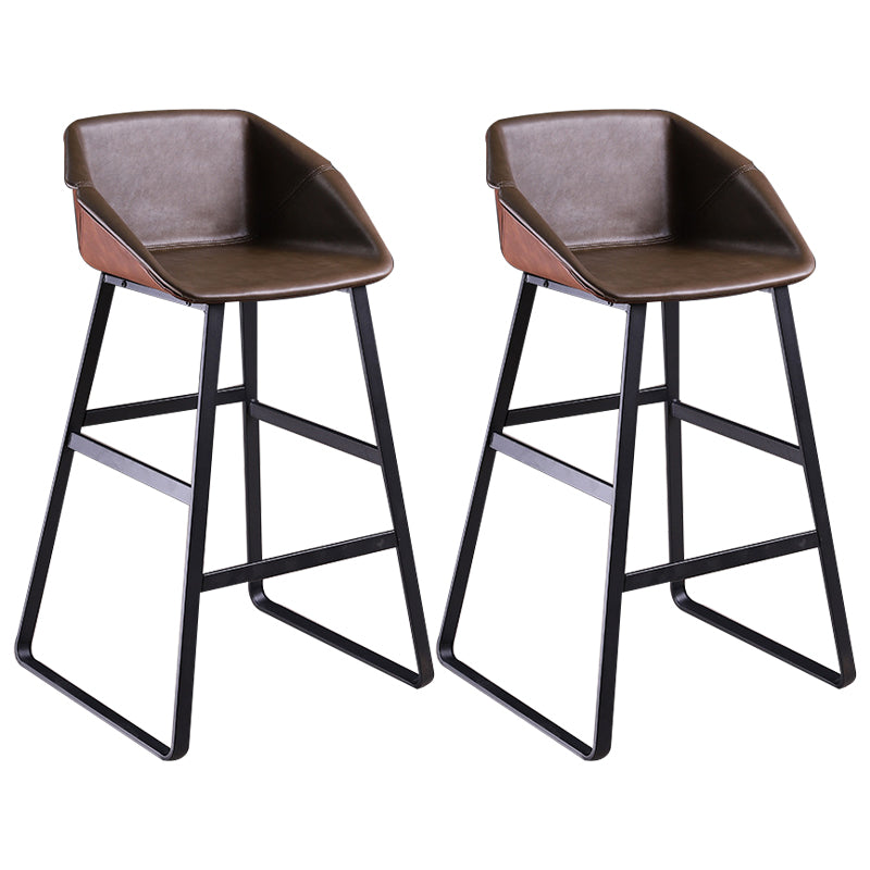 Nordic Style Leather Upholstered Barstool Sled Base Bar Stool Khaki 2 Piece Set Clearhalo 'Bar Furniture' 'Bar Stools' 'bar_stools' 'furn' 'furn_bar_stools' 'furniture_bar_stools' 'Kitchen & Dining Furniture' 'kitchen&dining_furn' 'kitchen' 'kitchen_furn' Furniture' 4186811