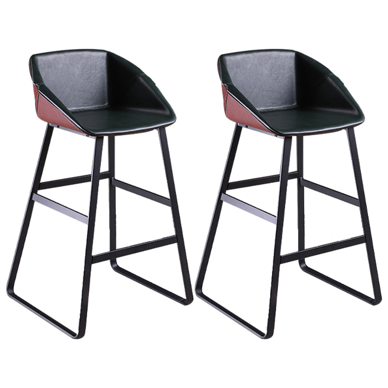 Nordic Style Leather Upholstered Barstool Sled Base Bar Stool Dark Green 2 Piece Set Clearhalo 'Bar Furniture' 'Bar Stools' 'bar_stools' 'furn' 'furn_bar_stools' 'furniture_bar_stools' 'Kitchen & Dining Furniture' 'kitchen&dining_furn' 'kitchen' 'kitchen_furn' Furniture' 4186813