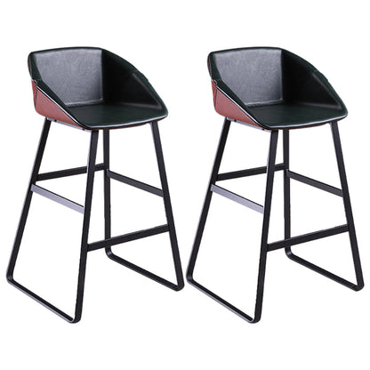 Nordic Style Leather Upholstered Barstool Sled Base Bar Stool Dark Green 2 Piece Set Clearhalo 'Bar Furniture' 'Bar Stools' 'bar_stools' 'furn' 'furn_bar_stools' 'furniture_bar_stools' 'Kitchen & Dining Furniture' 'kitchen&dining_furn' 'kitchen' 'kitchen_furn' Furniture' 4186813