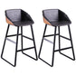Nordic Style Leather Upholstered Barstool Sled Base Bar Stool Dark Gray-Black 2 Piece Set Clearhalo 'Bar Furniture' 'Bar Stools' 'bar_stools' 'furn' 'furn_bar_stools' 'furniture_bar_stools' 'Kitchen & Dining Furniture' 'kitchen&dining_furn' 'kitchen' 'kitchen_furn' Furniture' 4186815