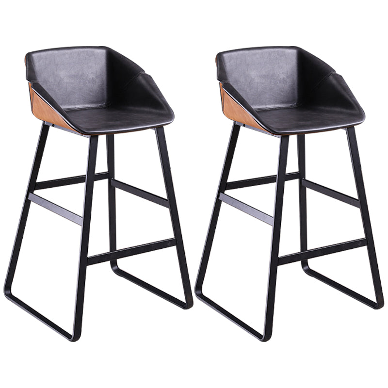 Nordic Style Leather Upholstered Barstool Sled Base Bar Stool Dark Gray-Black 2 Piece Set Clearhalo 'Bar Furniture' 'Bar Stools' 'bar_stools' 'furn' 'furn_bar_stools' 'furniture_bar_stools' 'Kitchen & Dining Furniture' 'kitchen&dining_furn' 'kitchen' 'kitchen_furn' Furniture' 4186815