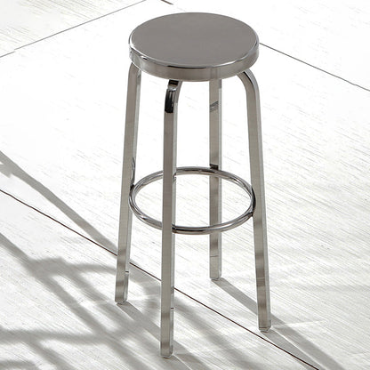 1 Pcs Industrial Silver Counter Stools Stainless Steel Bar Bristol Stools with Round Seat Chrome Non-Swivel Clearhalo 'Bar Furniture' 'Bar Stools' 'bar_stools' 'furn' 'furn_bar_stools' 'furniture_bar_stools' 'Kitchen & Dining Furniture' 'kitchen&dining_furn' 'kitchen' 'kitchen_furn' Furniture' 4186820