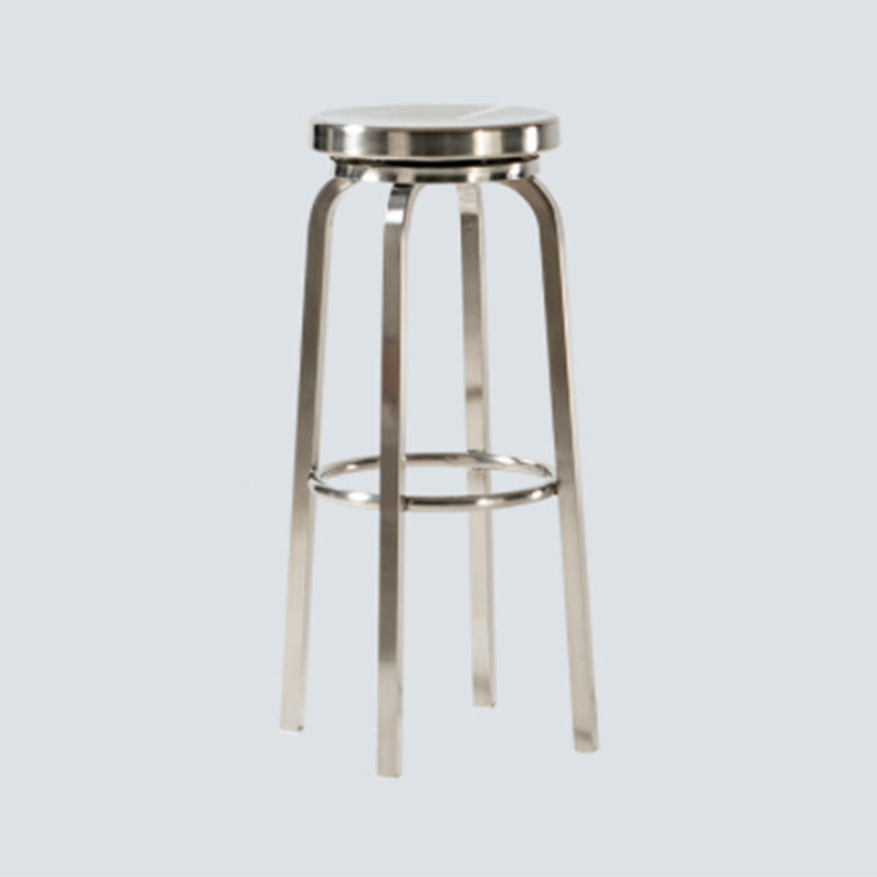 1 Pcs Industrial Silver Counter Stools Stainless Steel Bar Bristol Stools with Round Seat Silver Swivel Clearhalo 'Bar Furniture' 'Bar Stools' 'bar_stools' 'furn' 'furn_bar_stools' 'furniture_bar_stools' 'Kitchen & Dining Furniture' 'kitchen&dining_furn' 'kitchen' 'kitchen_furn' Furniture' 4186823