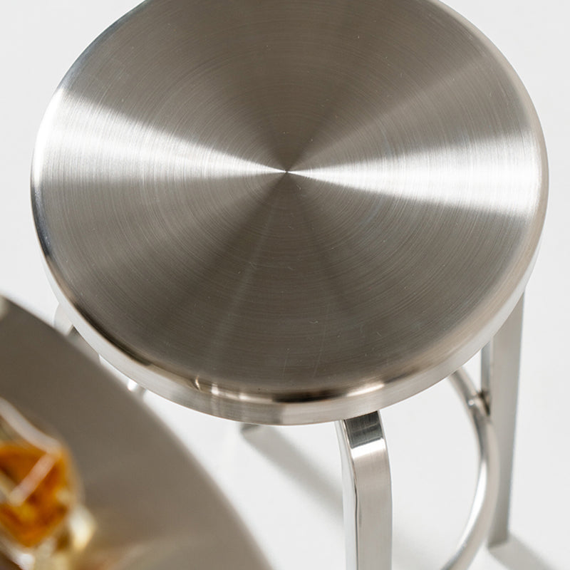 1 Pcs Industrial Silver Counter Stools Stainless Steel Bar Bristol Stools with Round Seat Clearhalo 'Bar Furniture' 'Bar Stools' 'bar_stools' 'furn' 'furn_bar_stools' 'furniture_bar_stools' 'Kitchen & Dining Furniture' 'kitchen&dining_furn' 'kitchen' 'kitchen_furn' Furniture' 4186829